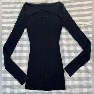 New York & Company Fitted long sleeve black top